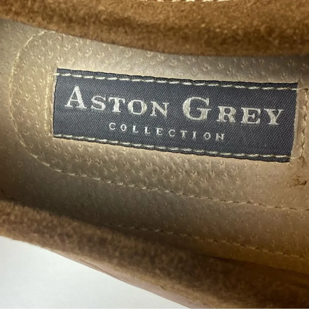Aston Grey Scadicci Leather and Suede Penny Loafers Size 10.5